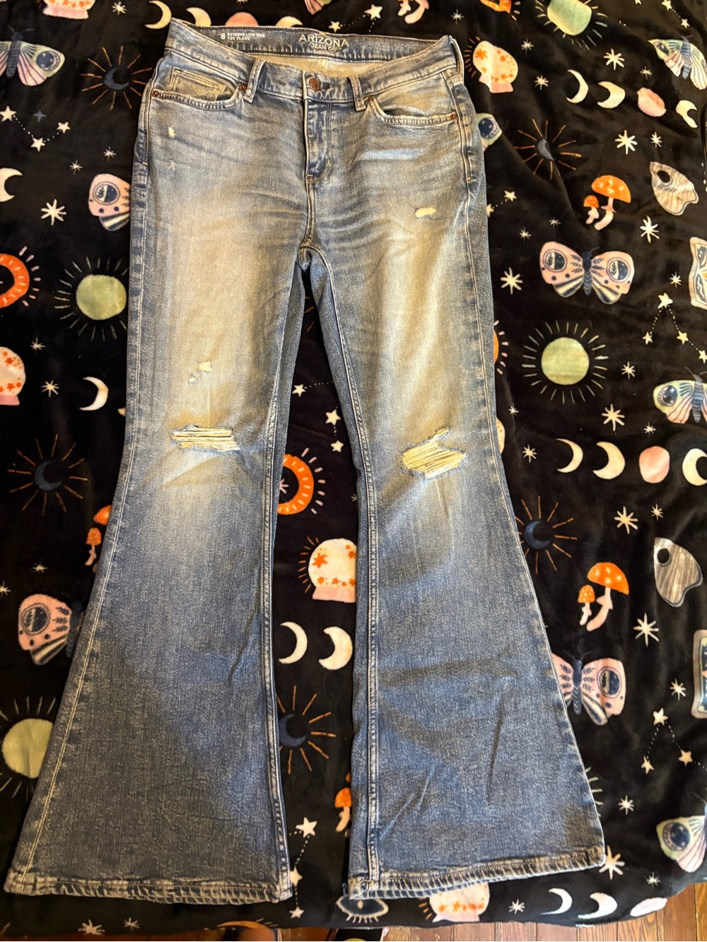 Arizona Jean Company Distressed Light Blue Flare Jeans